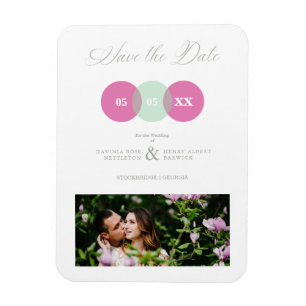 Fun Mint & Hot Pink Photo Couple Wimshical Script Magnet