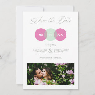 Fun Mint & Hot Pink Photo Couple Wimshical Script Save The Date