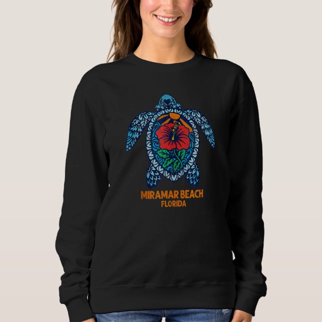 Fun Miramar Beach Sea Turtle Florida Turtle Hibisc Sweatshirt (Front)