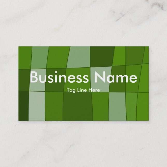 Fun Mirror Checks in Green Business Card (Front)