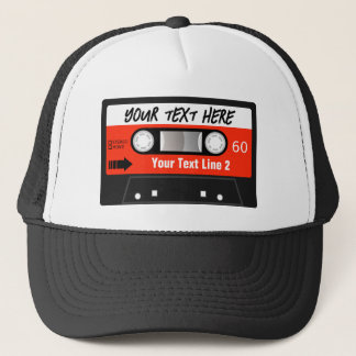 Fun Mixtape Red Vintage Cassette Tape Customised Trucker Hat