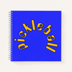 Fun Mod Bold Yellow Pickleball Text On Bright Blue Notebook