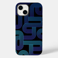 Fun Modern Abstract Purple Blue Maze Pattern