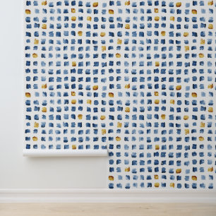 Fun Modern Abstract Watercolor Square Pattern Wallpaper