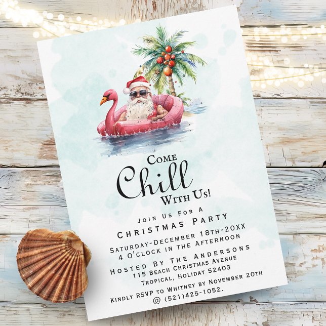 Fun Modern Beach Themed Christmas Party  Invitation (Creator Uploaded)