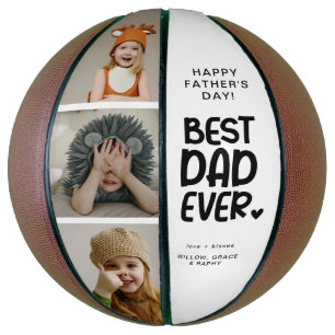 Fun Modern 'BEST DAD EVER' 3 Photo Basketball