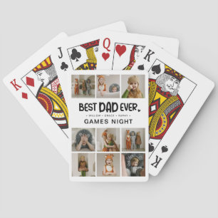 Fun Modern 'BEST DAD EVER' 9 Photo Playing Cards