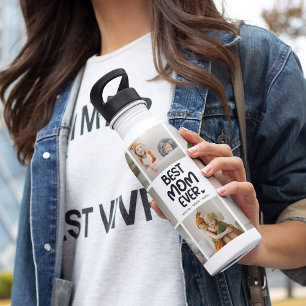 Fun Modern 'BEST MOM EVER' 14 Photo 710 Ml Water Bottle
