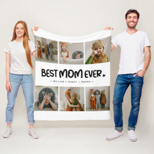Fun Modern 'BEST MOM EVER' 6 Photo Fleece Blanket