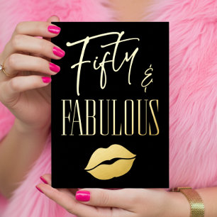 Fun Modern Black Fifty Fabulous Lips Birthday