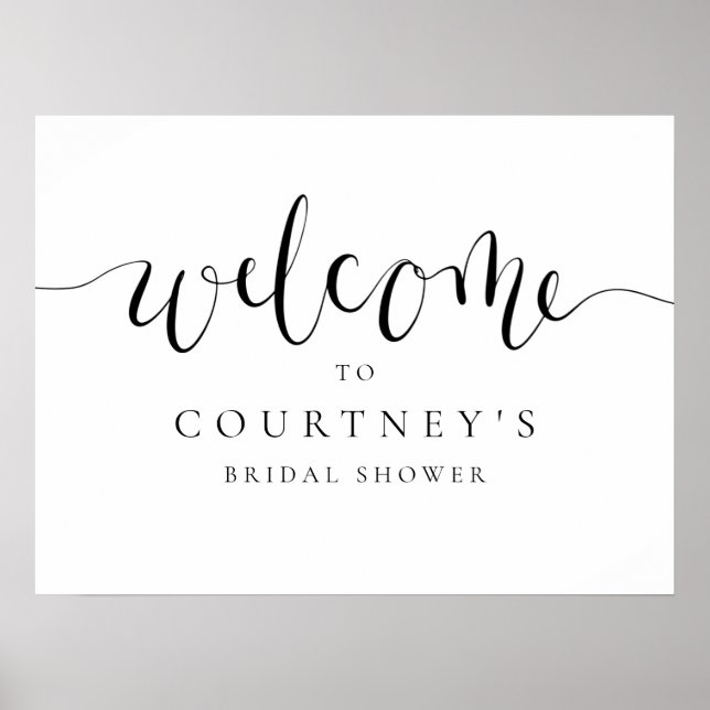 Fun Modern Calligraphy Bridal Shower Welcome Sign (Front)