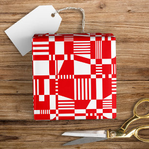 Fun Modern Checkered Red & White Wrapping Paper