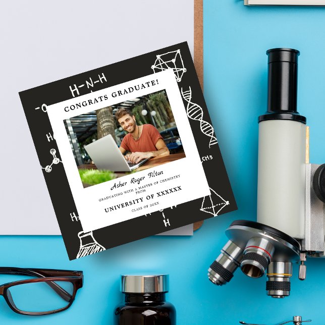 Fun Modern Chemistry Background Elements Graduate Invitation (Creator Uploaded)