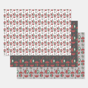 Fun Modern Christmas Geometrical Shapes Pattern Wrapping Paper Sheet
