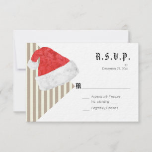 Fun Modern Christmas Wedding with Red Santa Hat RSVP Card