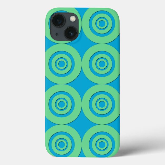 Fun Modern Circles MInt Green Aqua Pattern Case-Mate iPhone Case (Back)
