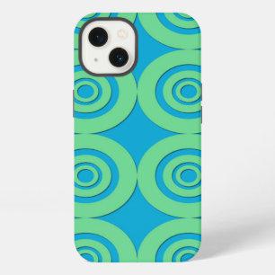 Fun Modern Circles MInt Green Aqua Pattern iPhone 13 Case