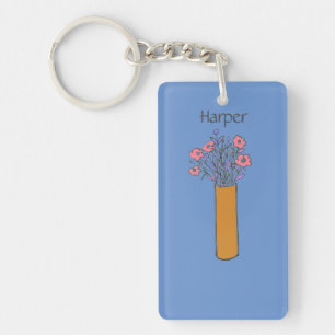 Fun Modern Colorful Flower Sketch For Her  Key Ring