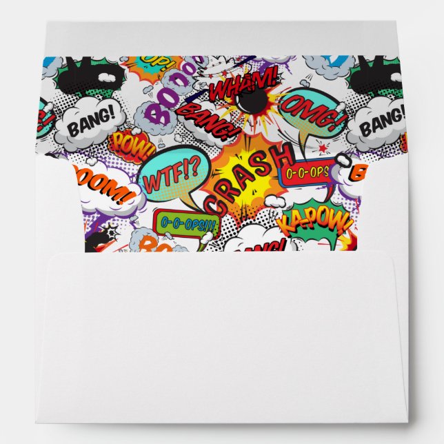 Fun Modern Colourful Comic Book Typography Envelope (Back (Bottom))