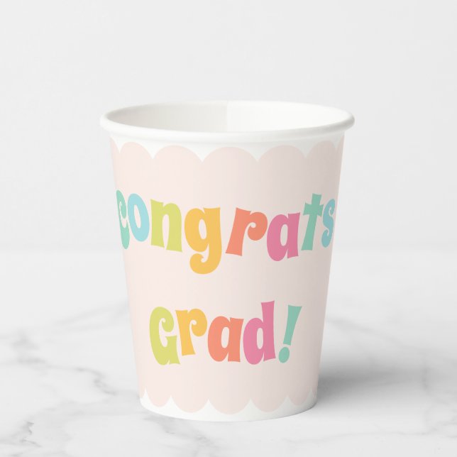 Fun Modern Colourful Congrats Grad Paper Cups (Left)