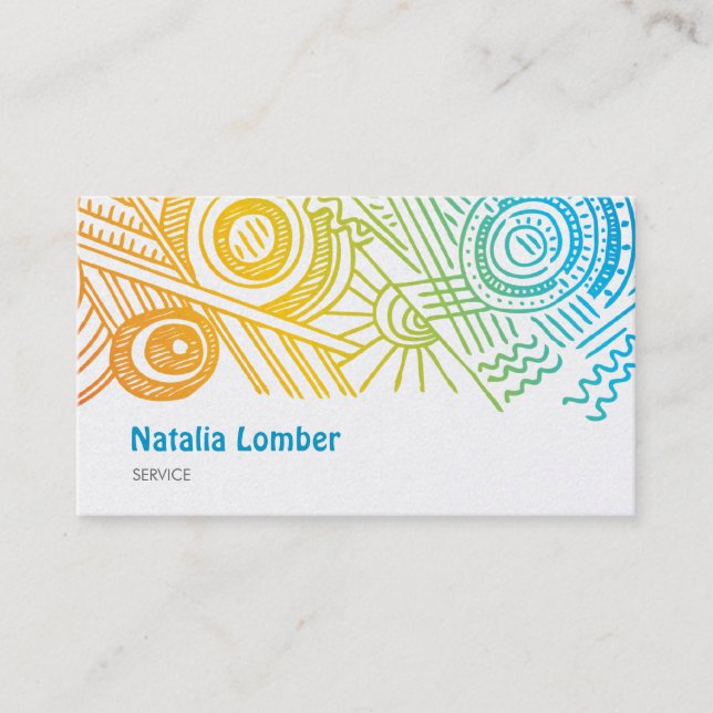 Fun Modern Colourful Doodle Profile Template Business Card (Front)