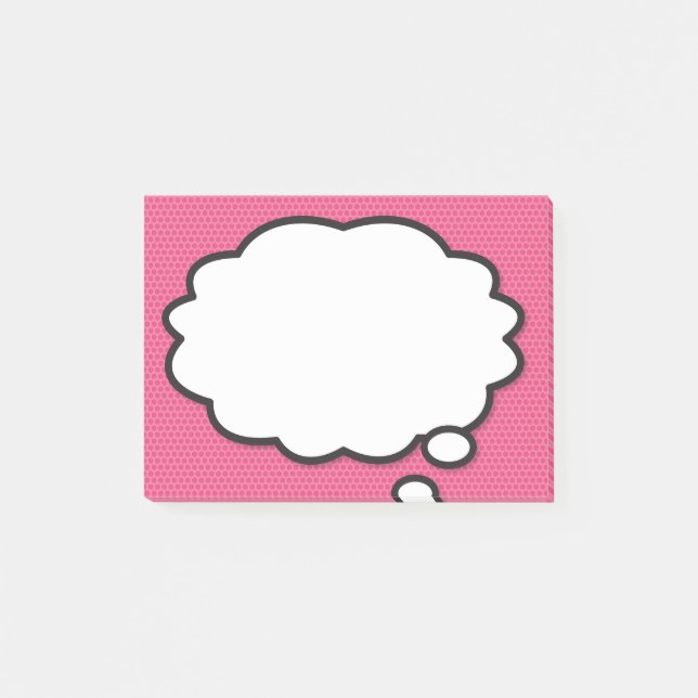 Fun Modern Comic Book Think Bubble Pink Post-it Notes (Front)