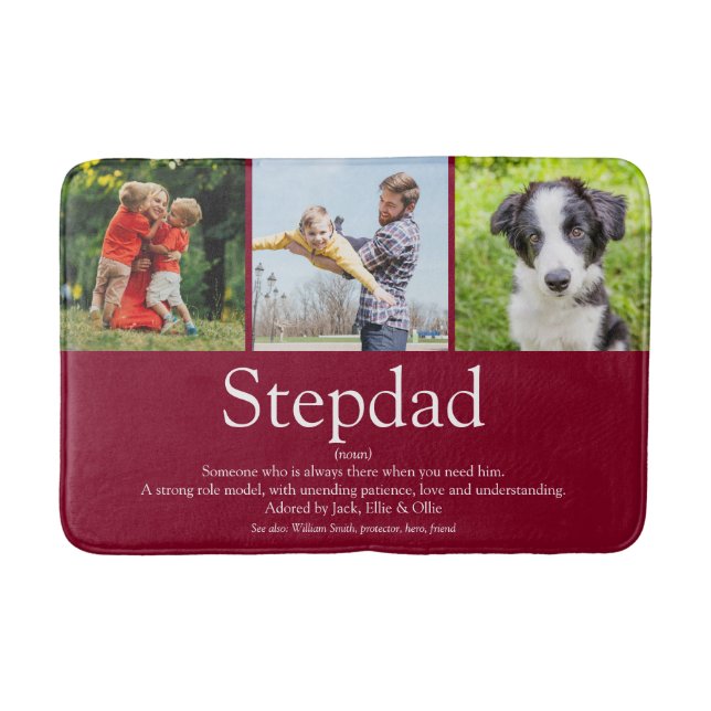 Fun Modern Cool Stepfather Stepdad Photo Collage Bath Mat (Front)