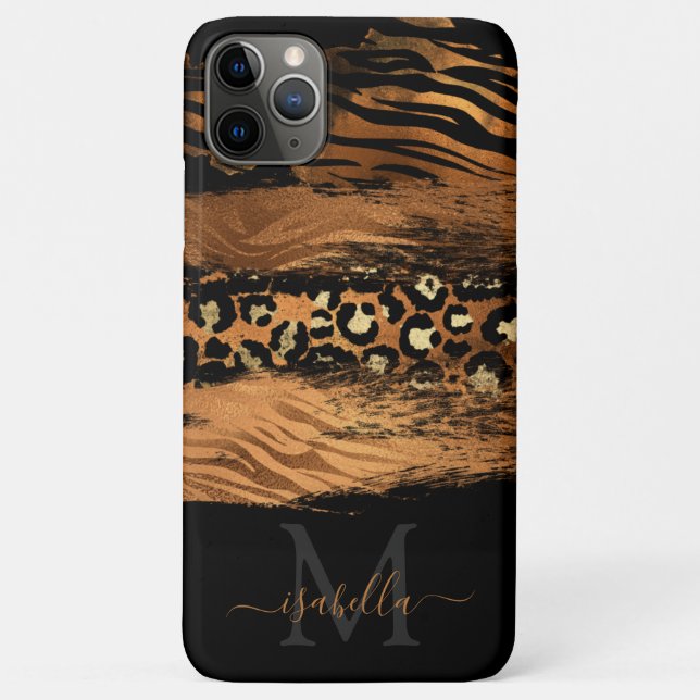 Fun Modern Copper Glitter Script Monogrammed Case-Mate iPhone Case (Back)