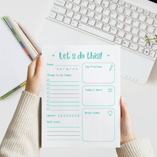 Fun Modern Daily Notepad Self Care and Positivity
