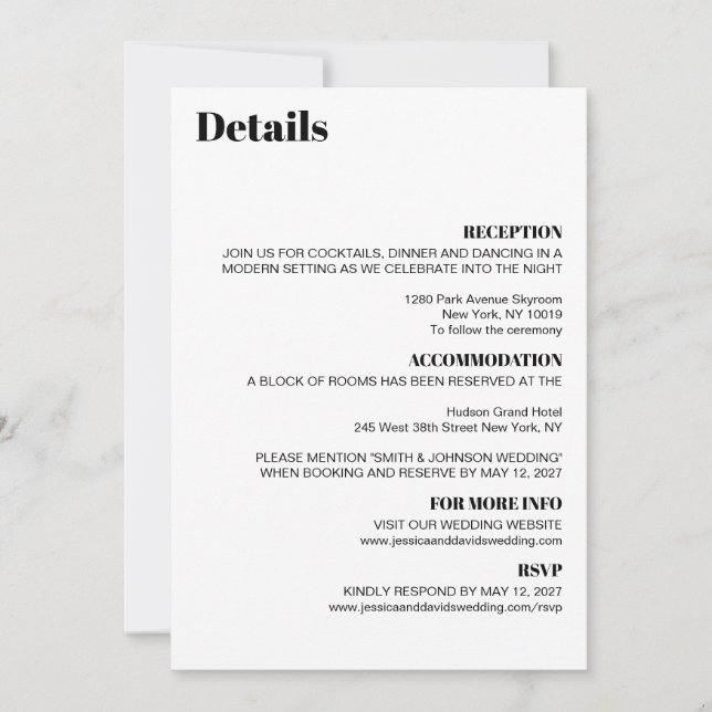 Fun & Modern Details Enclosure Card (Front)