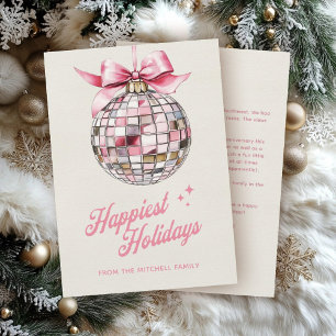 Fun Modern Disco Ball Ornament Happiest Holidays Holiday Card