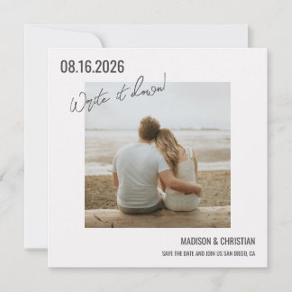 Fun modern framed square photo Save the date