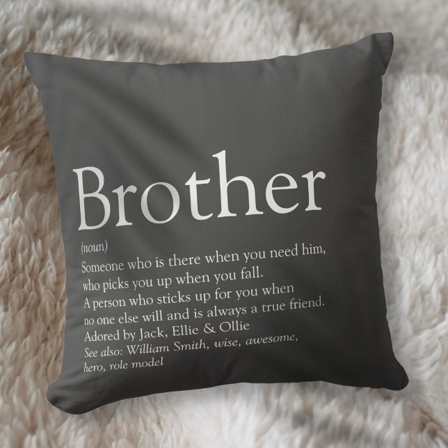 Fun Modern Gray Cool Best Brother Ever Definition  Cushion (Fun Modern Gray Cool Best Brother Ever Definition Throw Pillow)