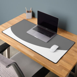 Fun Modern Grey White Sweeping Flowing Curves Desk Mat