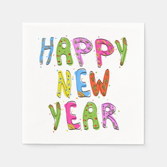 Fun Modern Happy New Year | Holidays Napkin (Front)