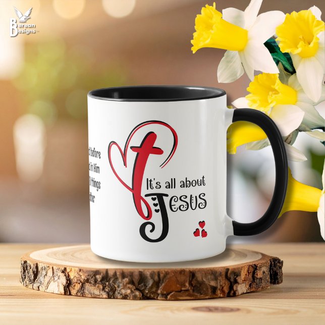 Fun Modern IT'S ALL ABOUT JESUS Christian Easter Mug (Modern IT'S ALL ABOUT JESUS Easter Resurrection Mug with customizable text.Great gift for Christians)