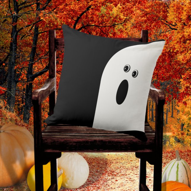 Fun Modern Minimalistic Abstract Ghost Halloween Cushion (Creator Uploaded)