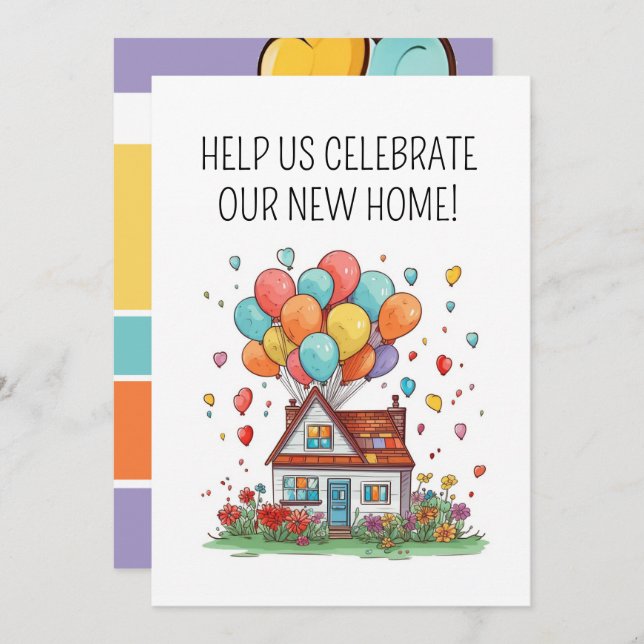 Fun Modern New Home Housewarming Party Invitation (Front/Back)