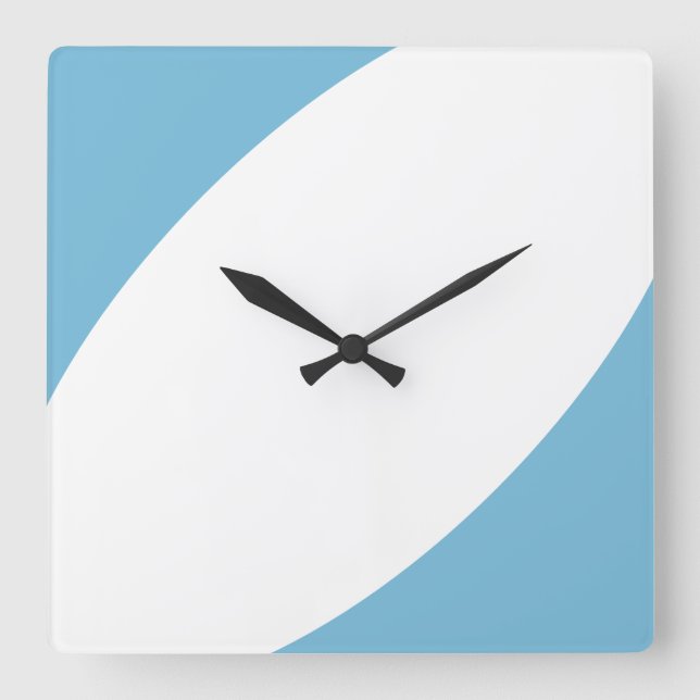 Fun Modern Ocean Blue White Contemporary Curves Square Wall Clock (Front)