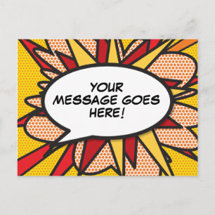 Fun Modern Personalised Speech Bubble Announcement Postcard