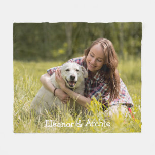 Fun Modern Pet Photo Personalised Monogram Name Fleece Blanket