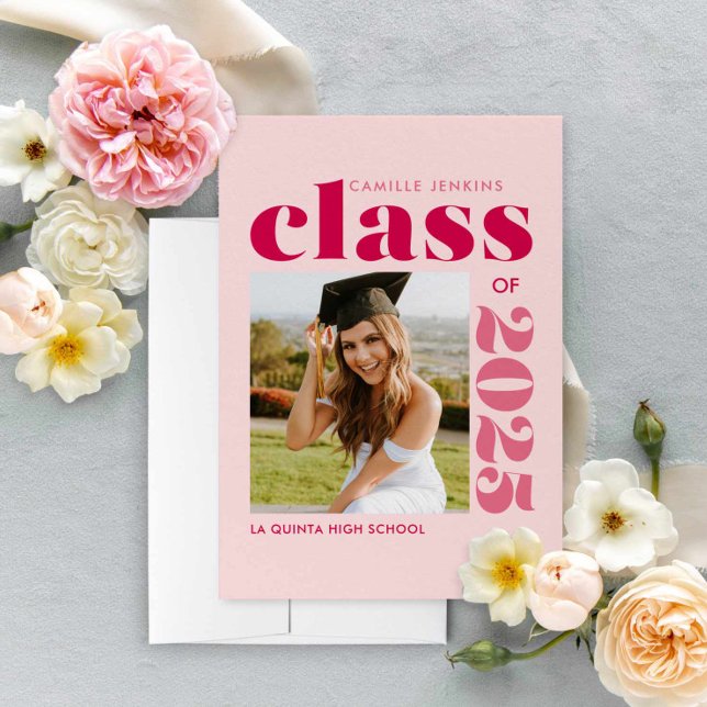 Fun Modern Photo Graduation Announcement (Fun Modern High School Announcement)