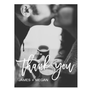 Fun modern Photo Wedding/ Engagement Thank You Postcard