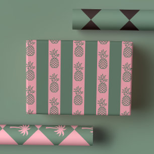 Fun Modern Preppy Tropical Pink & Green Palm  Wrapping Paper Sheet