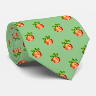 Fun Modern Red Apple Fruit Pattern Green Tie