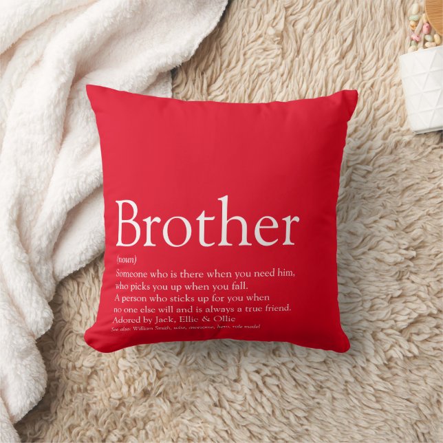 Fun Modern Red Cool Best Brother Ever Definition  Cushion (Blanket)