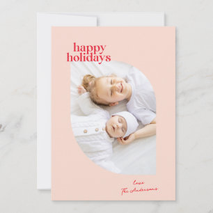 Fun Modern Retro Peppermint Shape Christmas Photo Holiday Card
