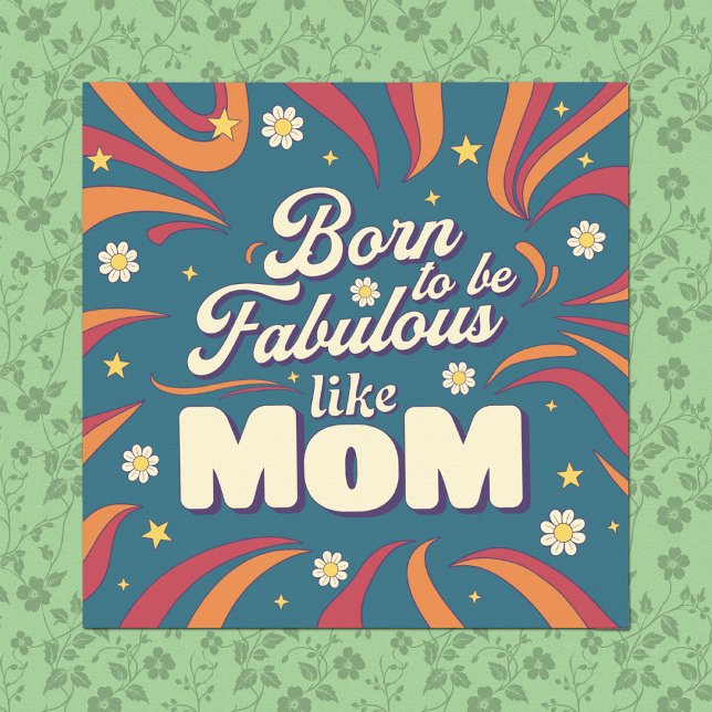Fun Modern Retro Psychedelic Mum Quote Typography Poster (Creator Uploaded)