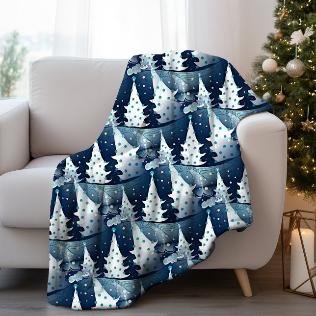 Fun Modern Scandinavian Abstract Pine Tree Pattern Fleece Blanket (Creator Uploaded)