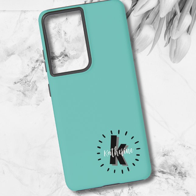 Fun Modern Script Monogram Initial Samsung Galaxy S21 Ultra Case (Fun Modern Script Monogram Initial Samsung Galaxy S21 Ultra Case)